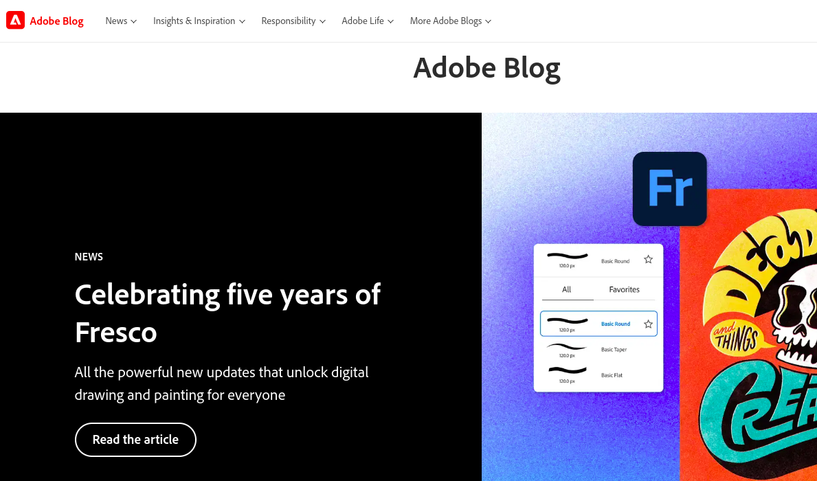 Image of adobe blogs updated on their website 
