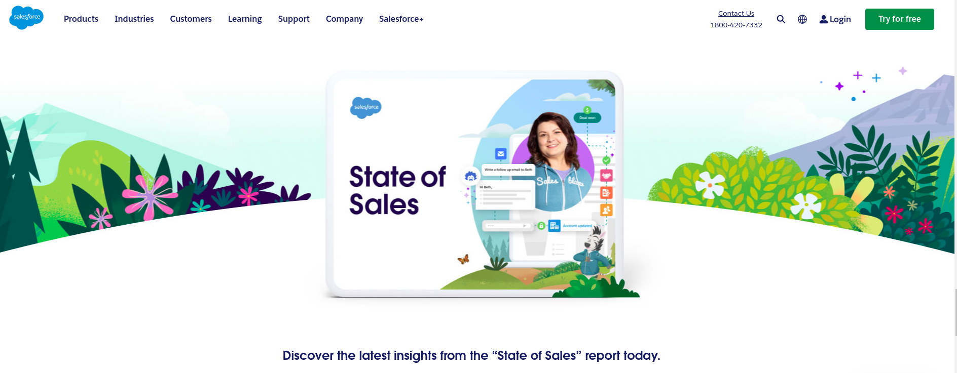 salesforce state of sales report webpage image 