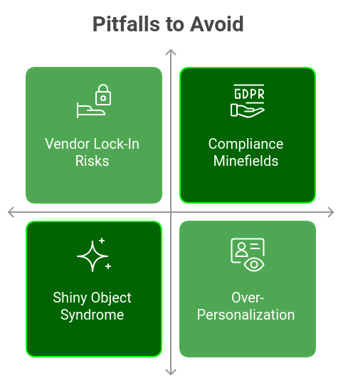 Graphic showing the mistakes to avoid before investing in personalization technology
