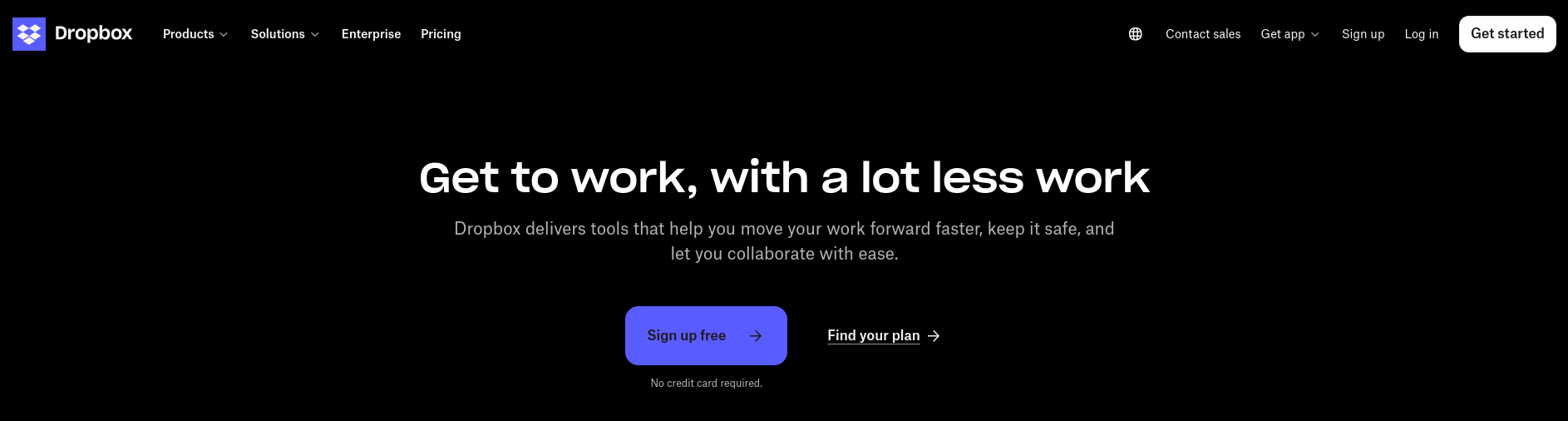 dropbox's website homepage image