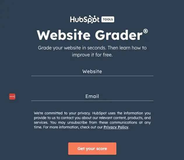 hubspot website grader web page image